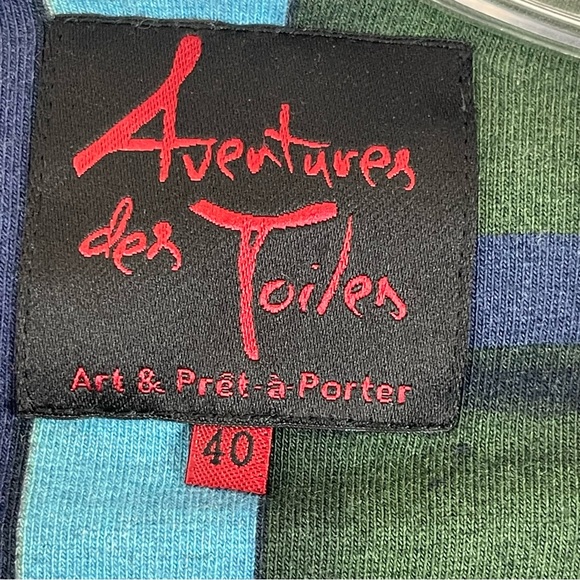 Aventures des Toiles Art Print Blazer Jacket Women’s 40 US 8 Multicolor Abstract - Picture 7 of 14